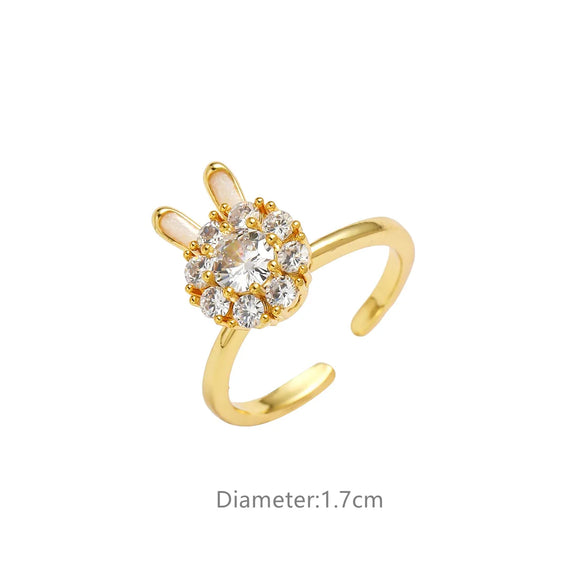 Woven Twisted Opening Micro Inlaid Zircon Adjustable Copper Ring