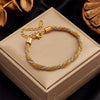 Woven Two Color Titanium Steel Geometric Design Electroplated Unisex Bracelet Mesh Jewelry