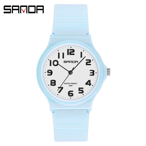 Wrist Watch Tpu Strap Abs Case Acrylic Mirror Round Dial For Female High School Students Leisure Style