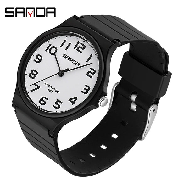 Wrist Watch Tpu Strap Abs Case Acrylic Mirror Round Dial For Female High School Students Leisure Style