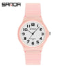 Wrist Watch Tpu Strap Abs Case Acrylic Mirror Round Dial For Female High School Students Leisure Style