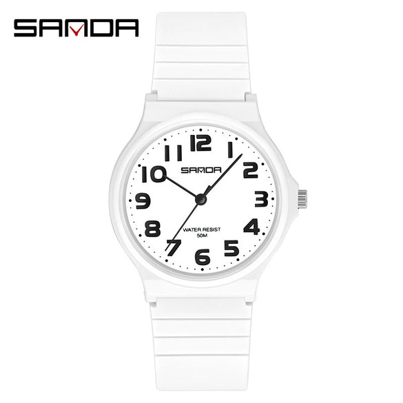 Wrist Watch Tpu Strap Abs Case Acrylic Mirror Round Dial For Female High School Students Leisure Style