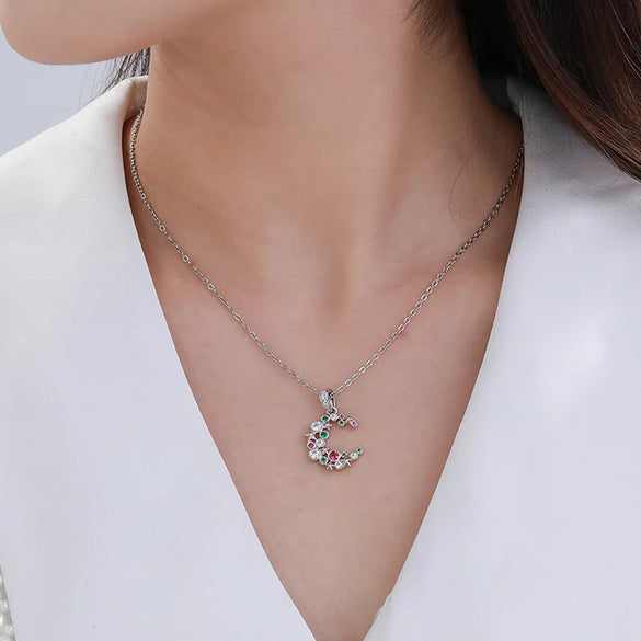 XUPING Sweet Shiny Star Moon Alloy Copper Alloy Inlay Artificial Gemstones White Gold Plated Women'S Jewelry Set