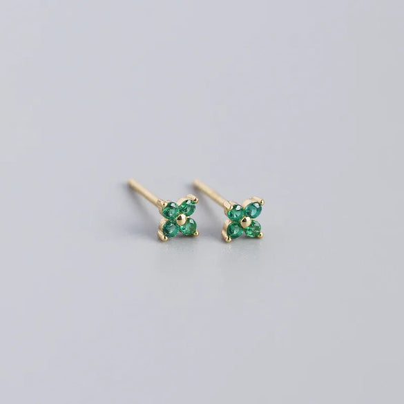 Fashion Flower Plating Gem Earrings Ear Studs