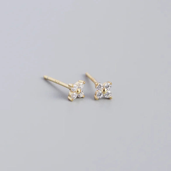 Fashion Flower Plating Gem Earrings Ear Studs