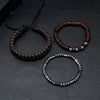 Yoga Bracelet Wooden Beads Black Stone Magnet Hand Knitted Geometric British Retro Style Men's Woven Adjustable
