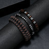Yoga Bracelet Wooden Beads Black Stone Magnet Hand Knitted Geometric British Retro Style Men's Woven Adjustable