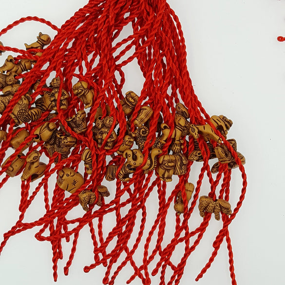 Red Rope Bracelet Bracelet  Wholesale Peach Wood Zodiac Mixed Batch