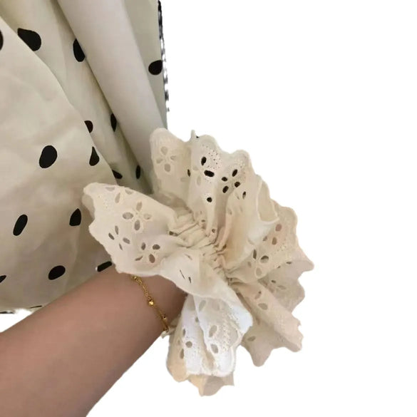 Zhao Lusi  White Ballet Style Hollow Lace Hair Band  Princess Fever Fabric Large Intestine Ring