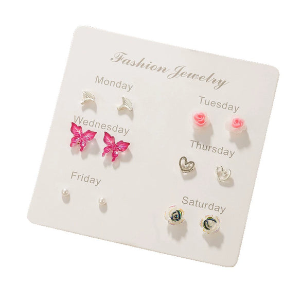 Zinc Alloy Animal Zodiac Butterfly Heart Earrings Set With Electroplating Girly Sweet Elegant Style