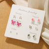 Zinc Alloy Animal Zodiac Butterfly Heart Earrings Set With Electroplating Girly Sweet Elegant Style