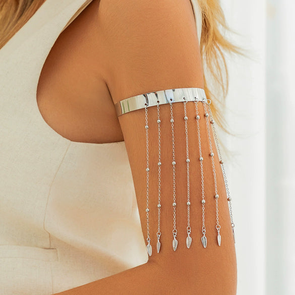 Zinc Alloy Beaded Tassel Arm Chain Arm Ring Electroplated Bohemian Style Women Jewelry