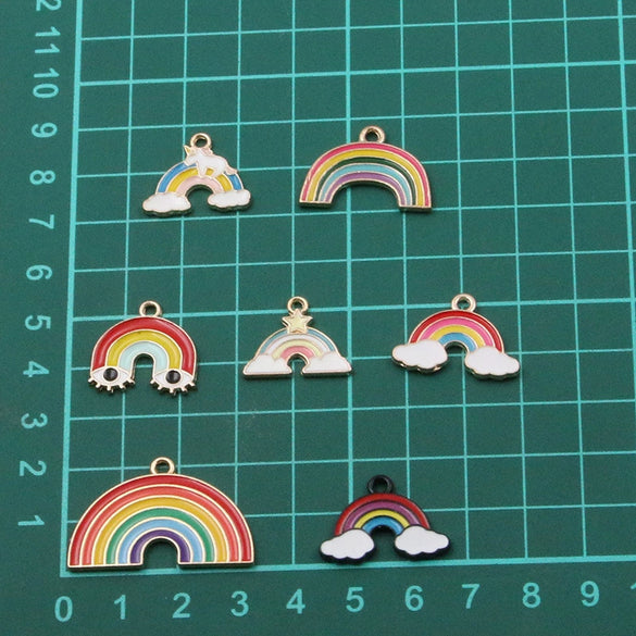 Zinc Alloy Cartoon Rainbow Cloud Pony Pendant With Dripping Oil Electroplated Alloy Jewelry Accessory For Necklace Bracelet And Earrings