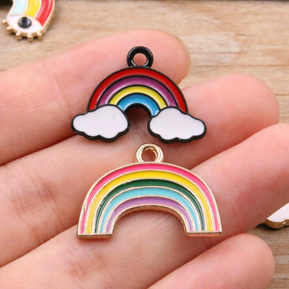 Zinc Alloy Cartoon Rainbow Cloud Pony Pendant With Dripping Oil Electroplated Alloy Jewelry Accessory For Necklace Bracelet And Earrings