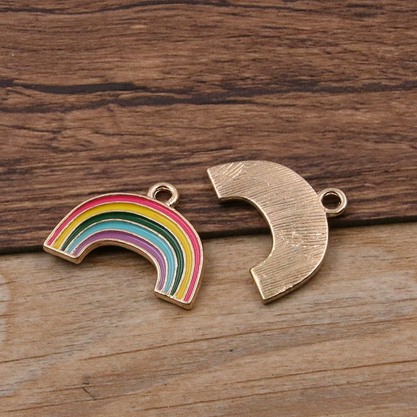 Zinc Alloy Cartoon Rainbow Cloud Pony Pendant With Dripping Oil Electroplated Alloy Jewelry Accessory For Necklace Bracelet And Earrings