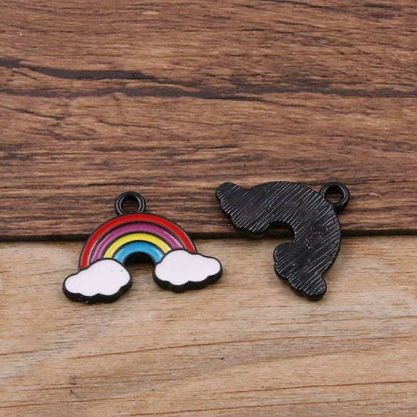 Zinc Alloy Cartoon Rainbow Cloud Pony Pendant With Dripping Oil Electroplated Alloy Jewelry Accessory For Necklace Bracelet And Earrings