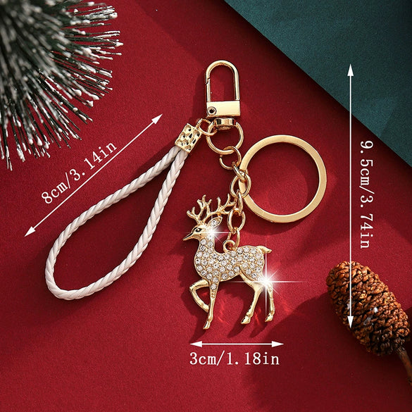 Zinc Alloy Christmas Reindeer Keychain Pendant Creative Festive Decorative Gift Accessory