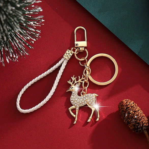 Zinc Alloy Christmas Reindeer Keychain Pendant Creative Festive Decorative Gift Accessory