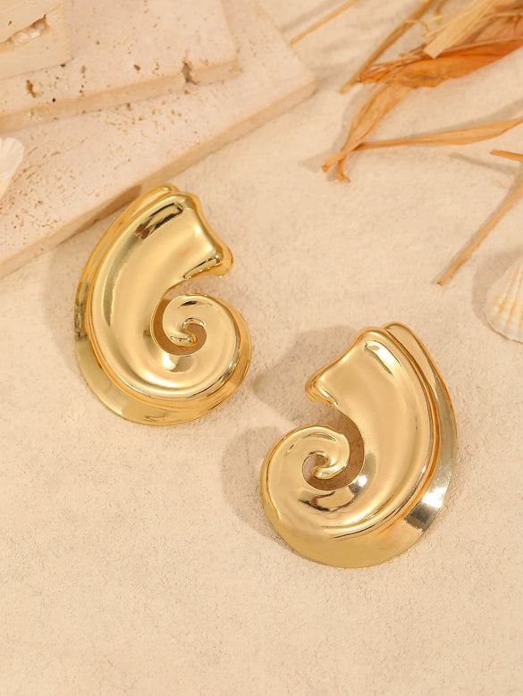Zinc Alloy Conch Geometric Gold Plated Electroplated Women's Vacation Style Minimalist Earrings
