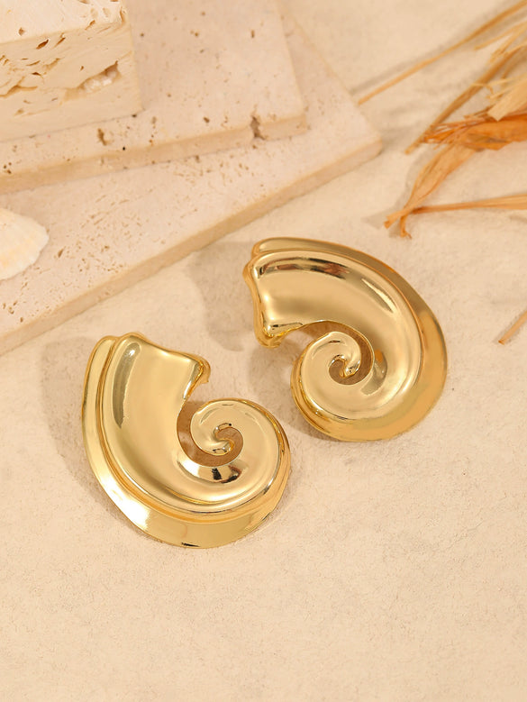 Zinc Alloy Conch Geometric Gold Plated Electroplated Women's Vacation Style Minimalist Earrings