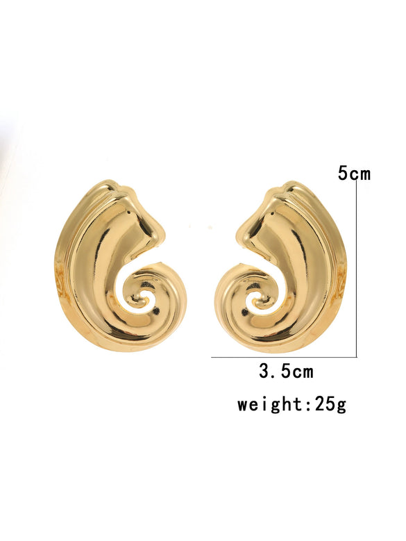 Zinc Alloy Conch Geometric Gold Plated Electroplated Women's Vacation Style Minimalist Earrings
