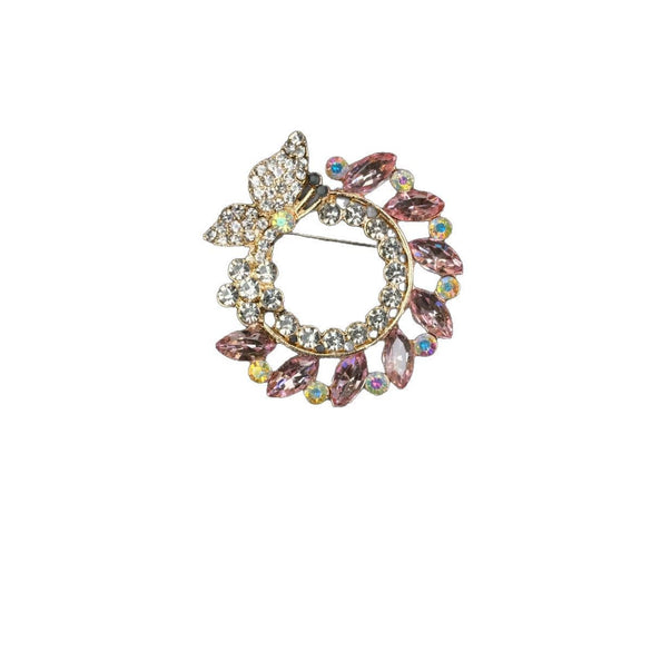 Zinc Alloy Crystal Leaf Wreath Brooch Electroplating Light Luxury Creative Suit Accessories