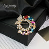 Zinc Alloy Crystal Leaf Wreath Brooch Electroplating Light Luxury Creative Suit Accessories
