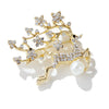 Zinc Alloy Elk Brooch With Diamond And Pearl Accents Simple Animal Collar Pin For Women's Fashion