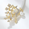 Zinc Alloy Elk Brooch With Diamond And Pearl Accents Simple Animal Collar Pin For Women's Fashion