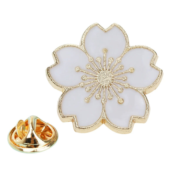 Zinc Alloy Flower Brooch With Painted Oil Cherry Blossoms Electroplated Women's Clothing Accessories