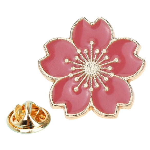 Zinc Alloy Flower Brooch With Painted Oil Cherry Blossoms Electroplated Women's Clothing Accessories