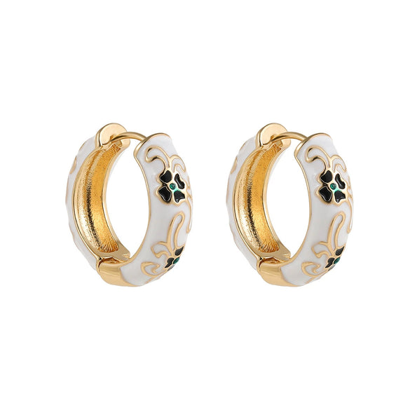 Zinc Alloy Flower Dripping Oil Women's Earrings