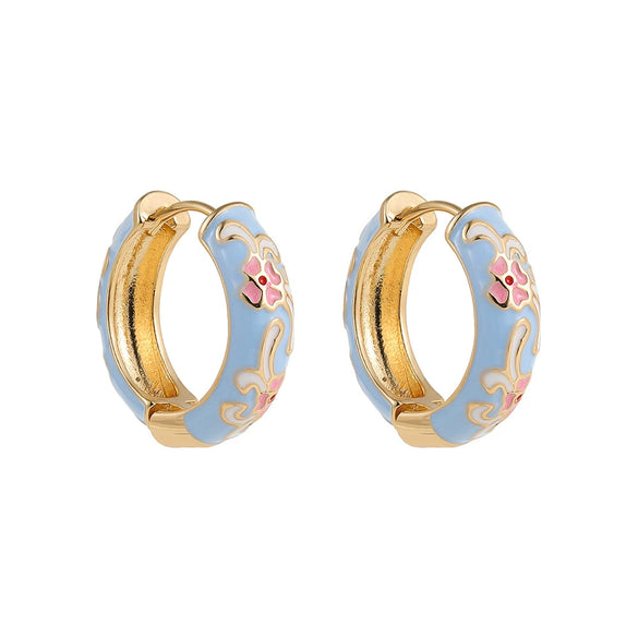Zinc Alloy Flower Dripping Oil Women's Earrings
