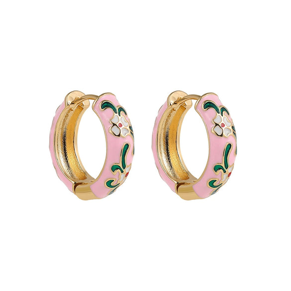 Zinc Alloy Flower Dripping Oil Women's Earrings