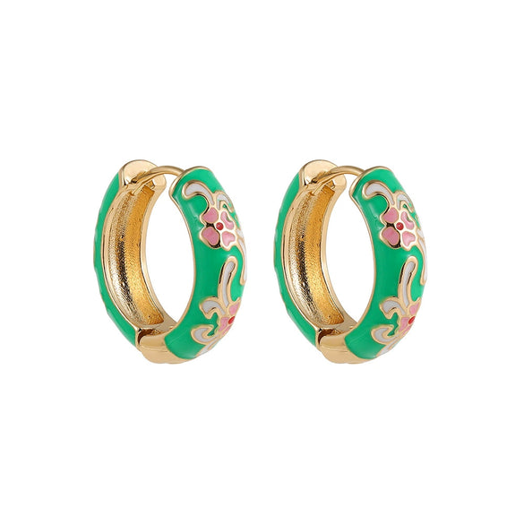 Zinc Alloy Flower Dripping Oil Women's Earrings