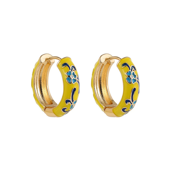 Zinc Alloy Flower Dripping Oil Women's Earrings