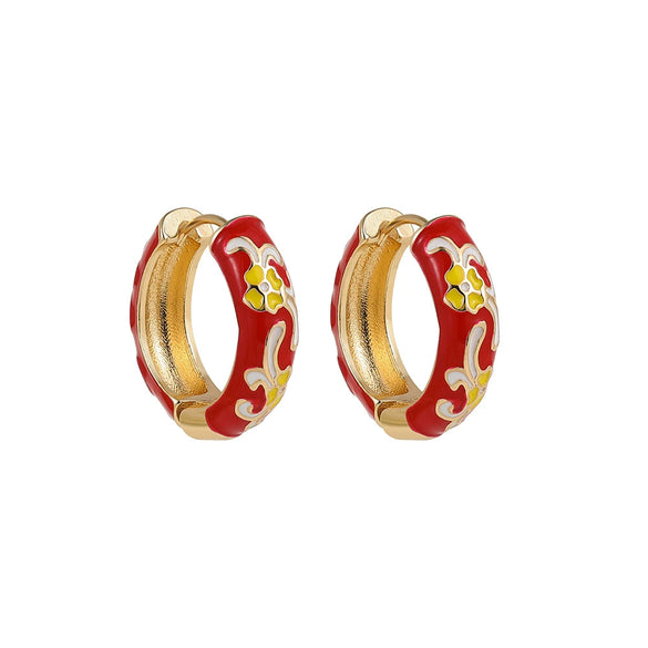 Zinc Alloy Flower Dripping Oil Women's Earrings