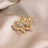 Zinc Alloy Flower Pearl Rhinestone Brooch For Women Clothing Decoration With Electroplating