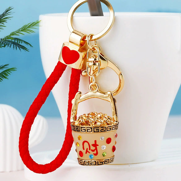 Zinc Alloy Fortune Bucket Cornucopia Women's Cute Creative Metal Key Chain
