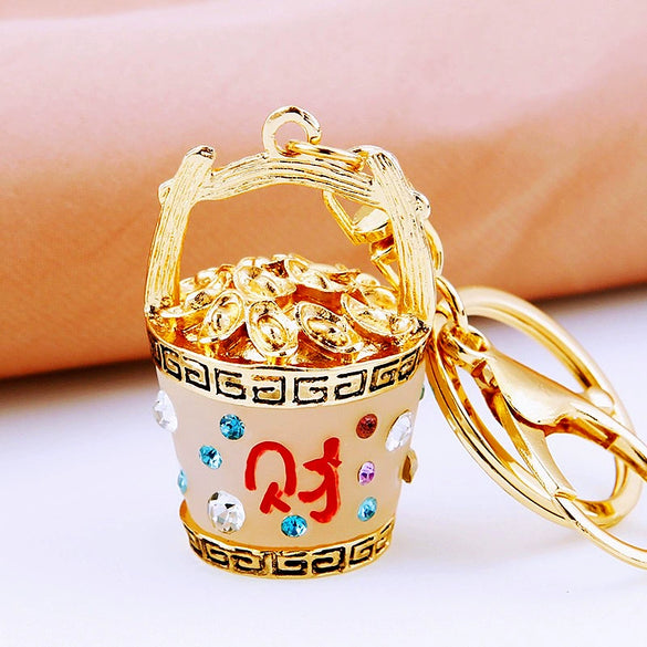 Zinc Alloy Fortune Bucket Cornucopia Women's Cute Creative Metal Key Chain
