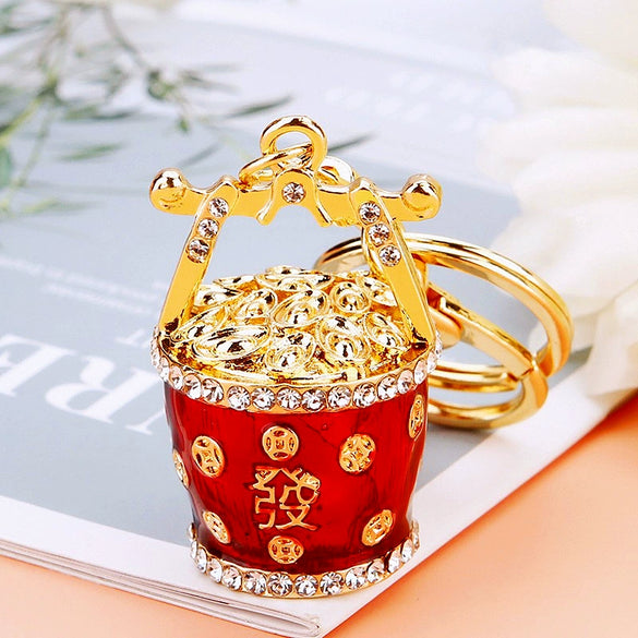 Zinc Alloy Fortune Bucket Cornucopia Women's Cute Creative Metal Key Chain
