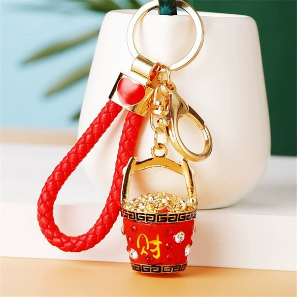 Zinc Alloy Fortune Bucket Cornucopia Women's Cute Creative Metal Key Chain