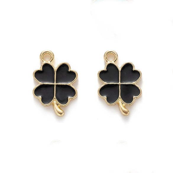 Zinc Alloy Four Leaf Clover Enamel Dripping Oil Pendant Jewelry Accessories For Diy Bracelet Necklace Earrings