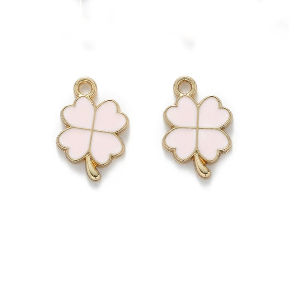 Zinc Alloy Four Leaf Clover Enamel Dripping Oil Pendant Jewelry Accessories For Diy Bracelet Necklace Earrings