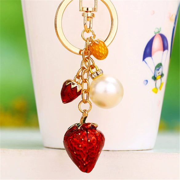 Zinc Alloy Fruit Lemon Car Keychain Diamondencrusted Cartoon Key Chain For Women
