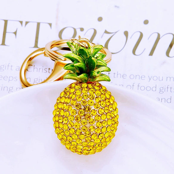 Zinc Alloy Fruit Lemon Car Keychain Diamondencrusted Cartoon Key Chain For Women