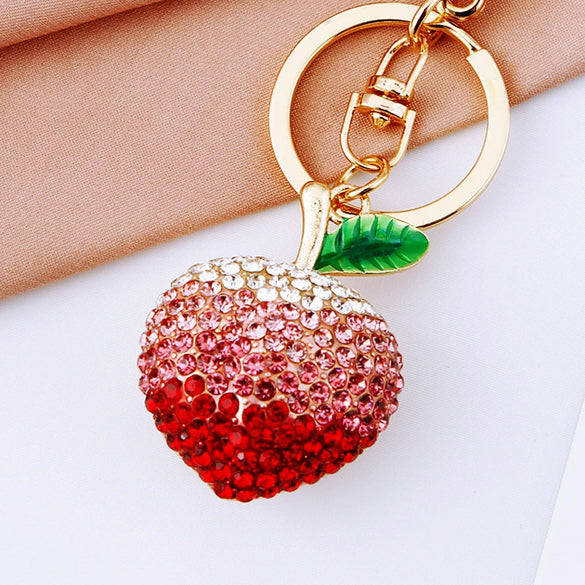 Zinc Alloy Fruit Lemon Car Keychain Diamondencrusted Cartoon Key Chain For Women