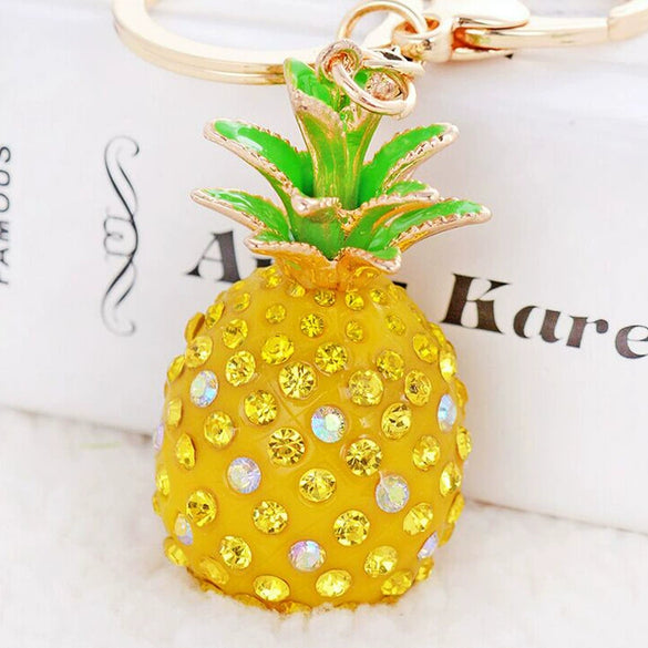 Zinc Alloy Fruit Lemon Car Keychain Diamondencrusted Cartoon Key Chain For Women