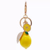 Zinc Alloy Fruit Lemon Car Keychain Diamondencrusted Cartoon Key Chain For Women