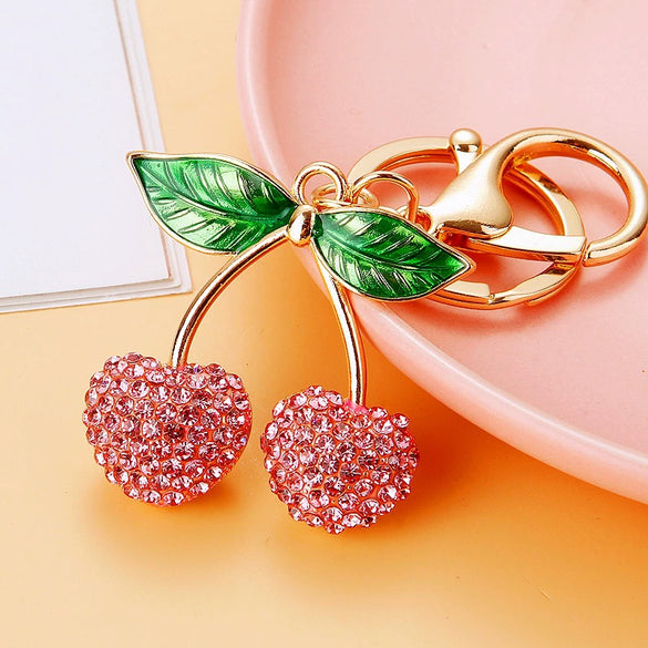 Zinc Alloy Fruit Lemon Car Keychain Diamondencrusted Cartoon Key Chain For Women